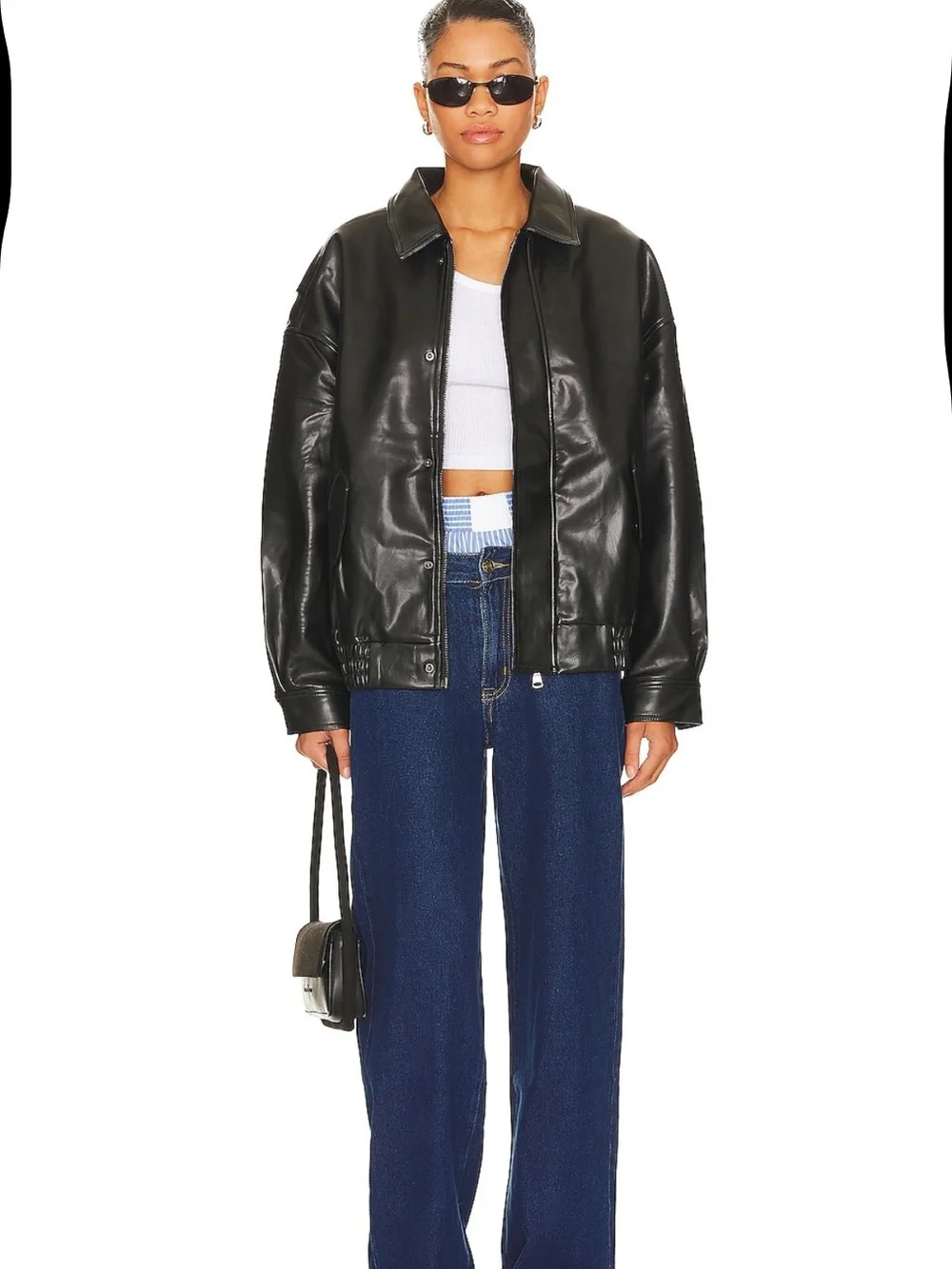 REVOLVE Lioness Black Faux Leather Bomber Jacket - Women